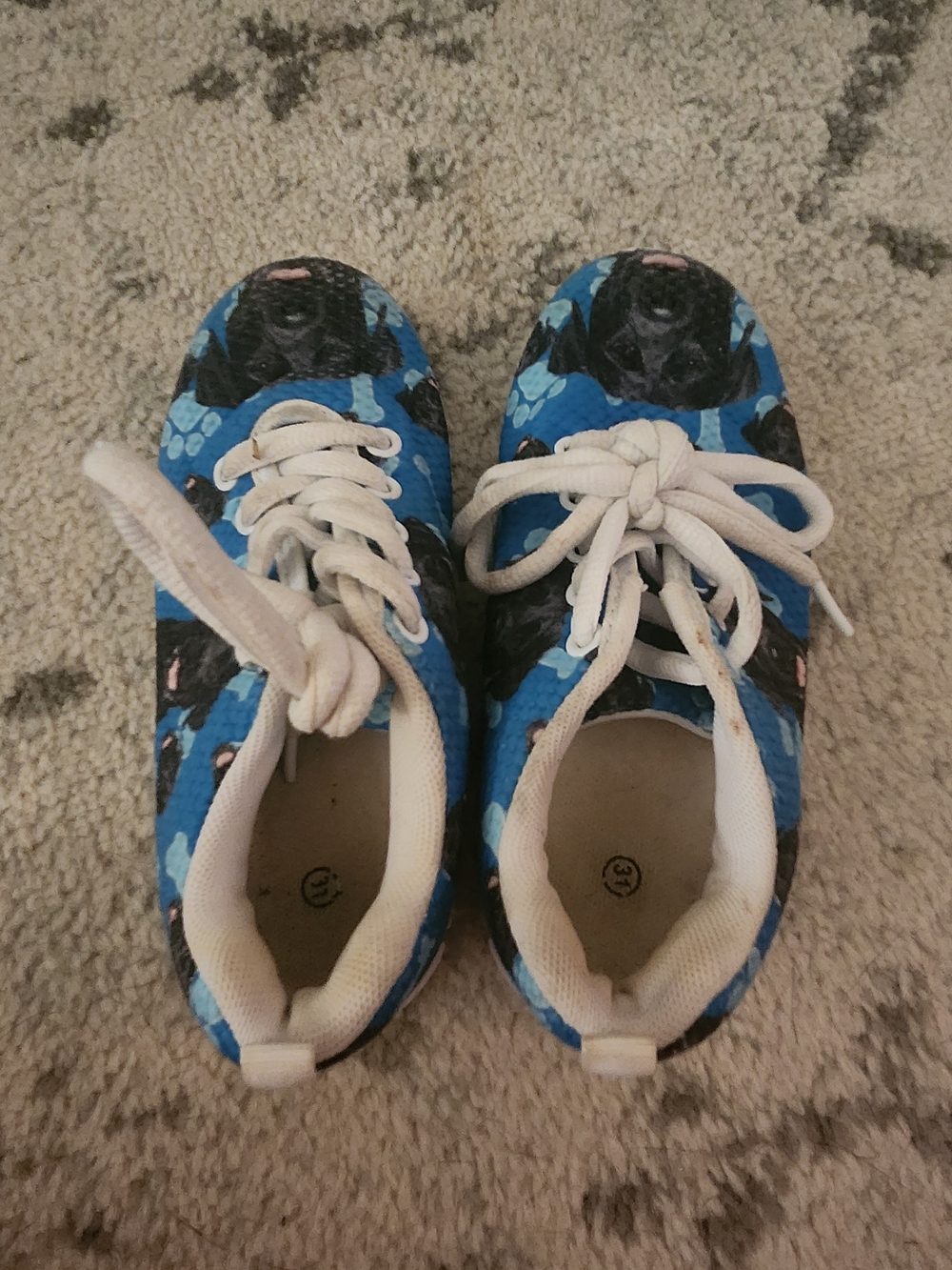 Kids Blue Puppy Print Lace-Up Sneakers